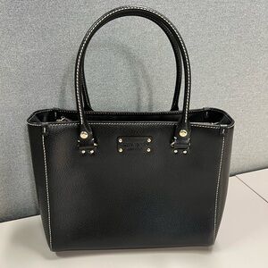 Kate Spade New York Black Leather Wellesley Quinn Satchel Bag 👜
